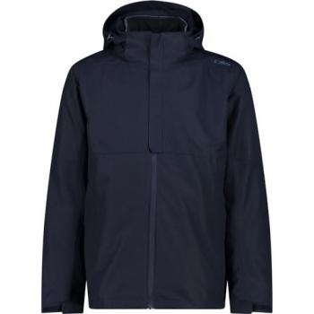 CMP Men's Detachable Hooded Zip Jacket with Inner Liner - Black/Blue, Size 3XL