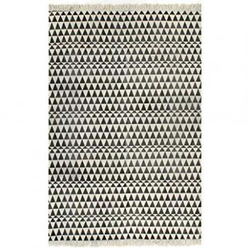 vidaXL Alfombra de Algodón Kilim 120x180cm Estampado Negro/Blanco Decoración