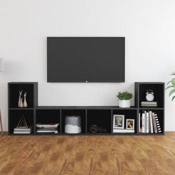 Set de Muebles para TV 3 Piezas en Madera de Ingeniería Color Gris Brillante