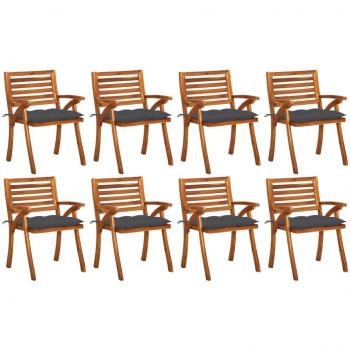 Juego de Sillas de Jardín 8 Piezas de Madera Maciza de Acacia con Almohadas
