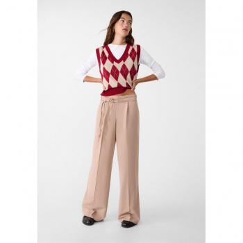 Stradivarius Super Wide-Leg Trousers with Belts Tan