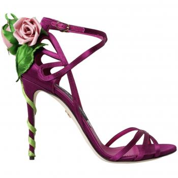 Dolce & Gabbana Purple Floral Satin High Heel Sandals - EU39/US8.5