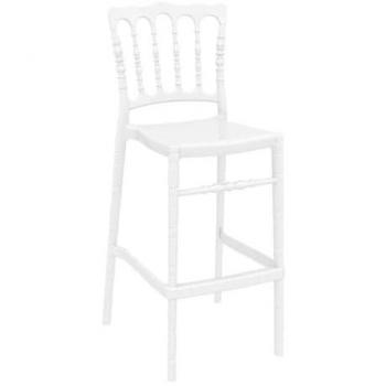 Taburete Opera Blanco 75 cm con Respaldo, Apilable para Interior y Exterior