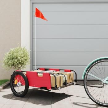 Remolque para bicicletas de hierro y tela Oxford rojo