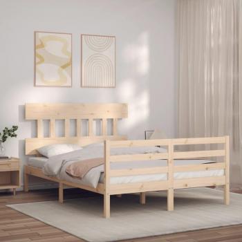 Cabecero de madera maciza 140x190 cm con estructura de cama Vidaxl Marrón