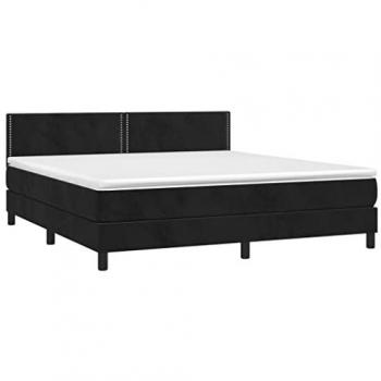 Cama box spring con colchón de terciopelo negro 160x200 cm, adaptable, acolchado, con muelles ensacados y espuma viscoelástica