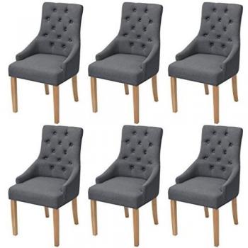 Sillas de comedor 6 unidades de tela gris oscuro