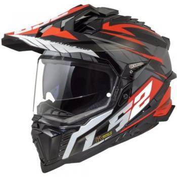LS2 Casco Adventure MX701 Explorer Spire Negro-Titanio-Rojo
