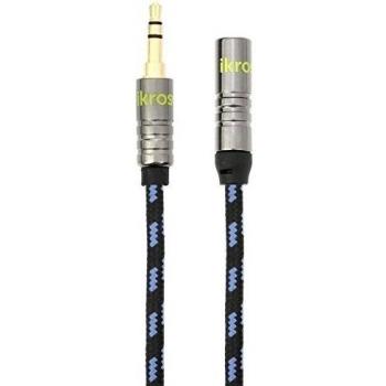 iKross 3.5mm Extensión Cable de Audio Estéreo con Cordón Trenzado - Negro/Azul 2 metros