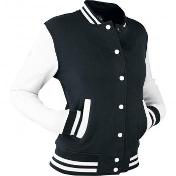 Urban Classics Women's Teddy Jacket - Classic Black and White 2-Tone College Varsity Style