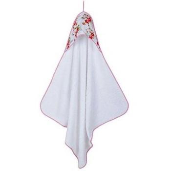Little Dutch 3380 Toalla con capucha color blanco con grandes rosas