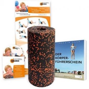 blackroll Orange (el original) - El rodillo de automasaje - Paquete estándar (incluye DVD de ejercicios y póster de ejercicios y libro en alemán Der Körperführerschein