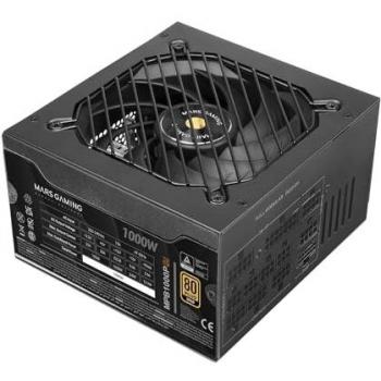 Fuente de Alimentación Modular ATX 3.1 1000W 80 Plus Gold Mars Gaming con Ventilador de 14cm y Tecnología AI2-RPM, Color Negro