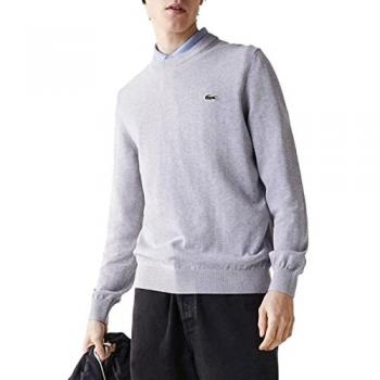 Lacoste Men's Organic Cotton Crew Neck Sweater - Silver Chine CCA - Size Large