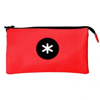 Bolso escolar portatodo Antartik triple cremallera color rojo 220x30x120 mm