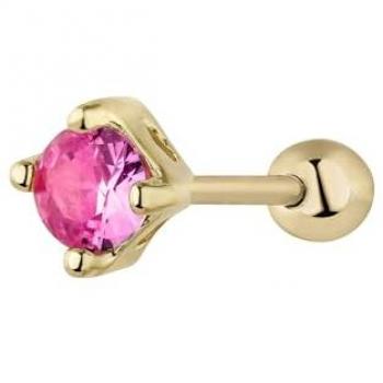 Piercing Tragús Luz en Plata 925 con Baño de Oro Amarillo 18k y Circonita Rosa