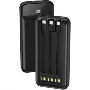 Cool Power Bank 10.000 mAh Carga Rápida 22.5W con 3 cables - Negro