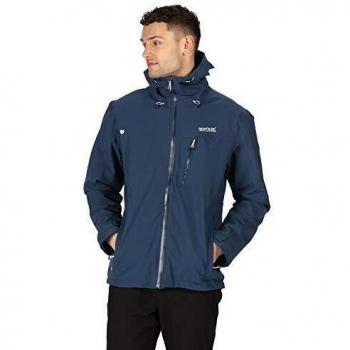 Regatta Birchdale, Impermeable Y Transpirable con Capucha Sellada para Senderismo de Rendimiento Activo Jackets Waterproof Shell, Hombre, Dark Denim, XXL