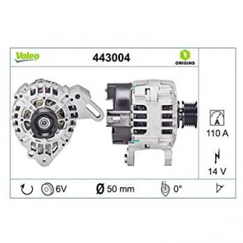 Alternador VALEO 443004 - 110 Amp, 6 Estrías, Polea de 50 mm, Tensión 14 V, Rotación Horaria