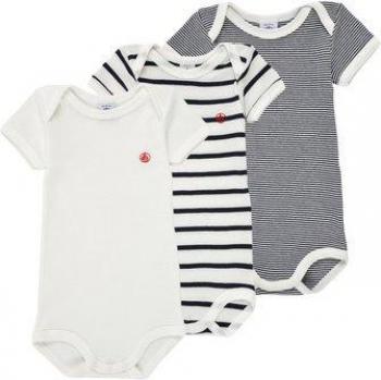 Pack de 3 Bodies Cortos Unisex Petit Bateau en Algodón Orgánico - Multicolor 18M