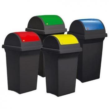 Contenedor de basura Maiol 50 litros negro con tapa verde basculante