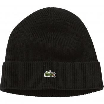 Lacoste Ribbed Beanie with Flap Sombrero, Negro