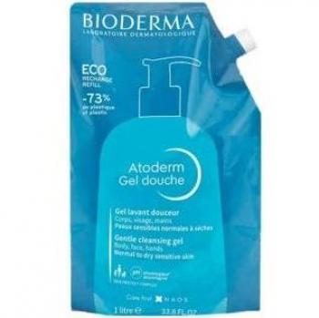 Bioderma Atoderm Shower Gel Eco Refill 1L - Gentle shower gel for dry and sensitive skin, 1000mL refill size