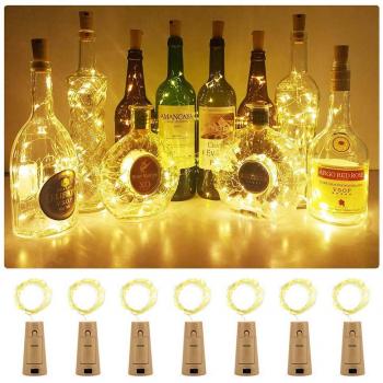 Luz Led Botella ,Luces Led Para Botellas, Luz de Bricolaje Flexible y Seguro Para , 20 LED Corcho Micro Luces para Entorno Romántico en Boda Fiestas DIY Halloween, Navidad-Blanco Cálido