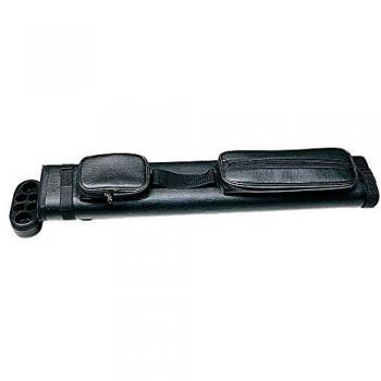 Funda rigida de piel negra bolsillos para tacos de billar