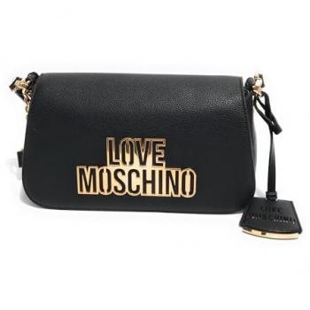 Love Moschino Black Cut-Out Shoulder Bag with Removable Strap and Flap Closure