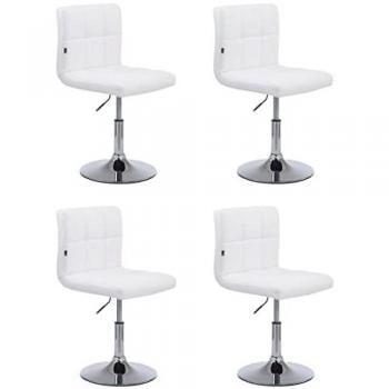 Set de 4 Sillas Lounger Palma en Polipiel Blanco, Giratorias y Altura Regulable