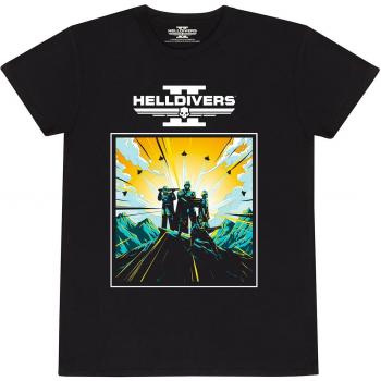 Camiseta unisex negra Helldivers 2 - Arte 2D y logo - talla XXL