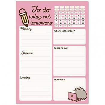 Erik® Pusheen - Planificador de mesa con calendario perpetuo y planificador semanal