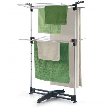 Metaltex Tifone - Tendedero de Torre con 2 alturas adaptable, 78x68x137 cm, gris metalico