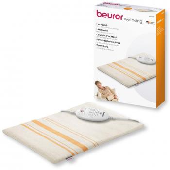 Beurer HK25 - Almohadilla Electrónica de 40x30 cm con Funda de Algodón, 100W, 3 Niveles de Temperatura, Color Blanco y Naranja
