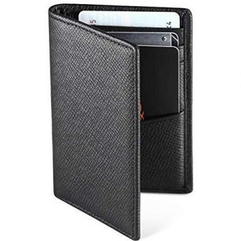 WeValley Tarjetero para ​Tarjeta de crédito, 9 Tarjetas, Bloqueo RFID, Cartera para pequeño Mujer y Hombre, Billetera de Cuero, Minimalista, Caja de Regalo
