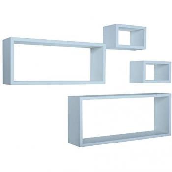 Estantes Rectangulares de Pared Conjunto de 4 Piezas Modelo Merlino Azul Baltico - Made in Italy
