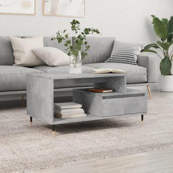 Mesa de centro madera contrachapada gris hormigón 90x49x45 cm