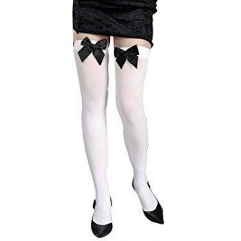 Desconocido My Other Me - Medias blancas con lazo negro, talla única