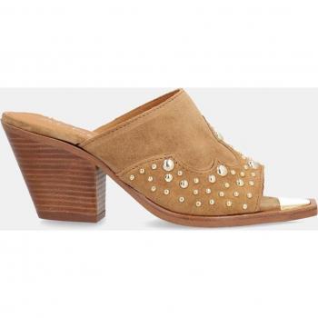 Mules de mujer en serraje con tachas y tacón bloque - Alpe 5113 11
