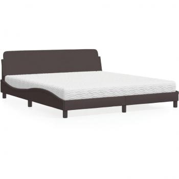 Cama con colchón de tela marrón oscuro 180x200 cm