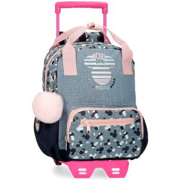 Mochila con ruedas Disney Preescolar Mickey Denim 27cm.