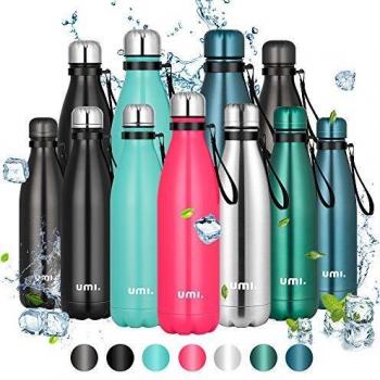 Umi. by Amazon - Botella Agua Acero Inoxidable, Termo 500ml, Sin BPA, Islamiento de Vacío de Doble Pared, Botellas Frío/Caliente, Reutilizable para Niños, Colegio, Sport, Bicicleta