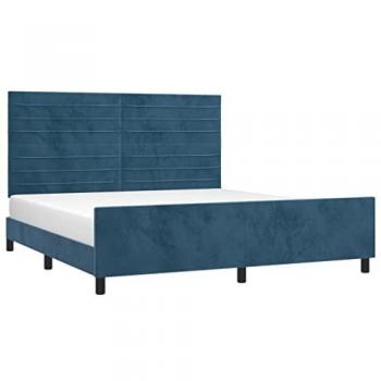 Estructura cama con cabecero terciopelo azul oscuro 160x200 cm