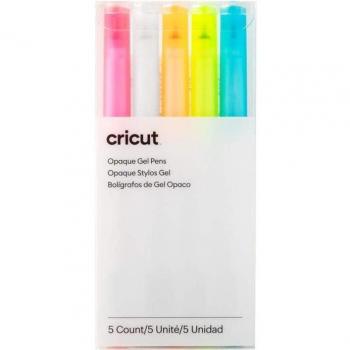 Cricut Joy Set de Bolígrafos de Gel Opacos, 1.0 mm, Paquete de 5 - Azul, Naranja, Rosa, Blanco y Amarillo