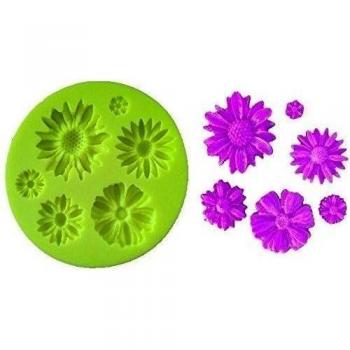 Molde De Silicona Para La ArtesaníA Que Representa El Reparto De 6 Girasoles. Los Objetos Son PequeñAs Spessori.Adatto Para Reproducciones De Objetos En JabóN, Yeso, Resina, Hielo, CeráMica, Arcilla, Cera Y Otros Materiales Adecuados Para La Fundició