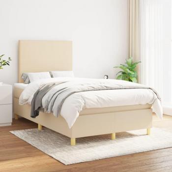 Cama box spring de muelles con colchón crema 120x200 cm tela