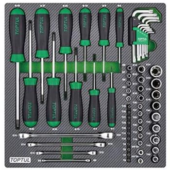 Inserto para carro de herramientas TOPTUL GEC6102, bandeja organizadora, fabricado en plástico resistente, diseño modular, compatible con carros de herramientas Toptul, dimensiones específicas para optimizar el espacio y facilitar el acceso a las