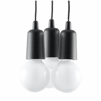 Lámpara de Techo Diego 3 Luces E27 PVC Negra