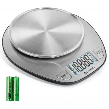 Etekcity Báscula de Cocina Digital de Alta Precisión, 5Kg / 11Lbs, Peso de Cocina Multifuncional de Acero Inoxidable, Gran Pantalla de LCD, Ek4352H